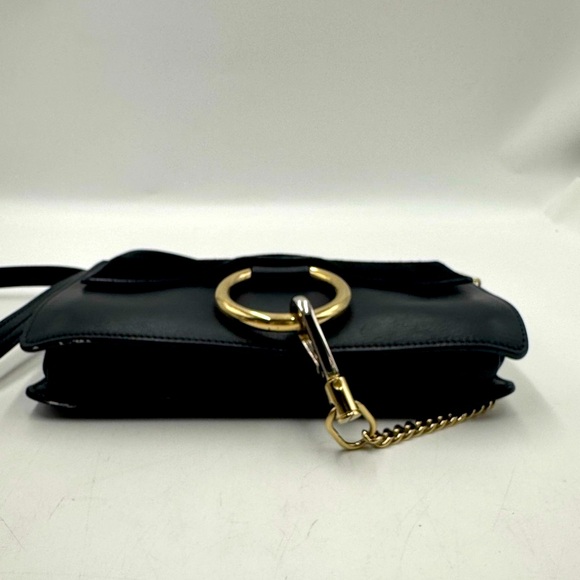 Auth Chloe Black Suede Leatherr Faye Small Crossbody Bag - Picture 5 of 15